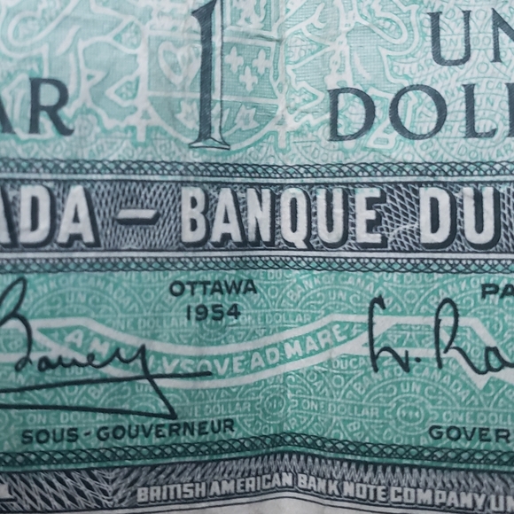 Incredibly rare 1954 Canadian 1 dollar note with Devils head. Circulated fair c. - Picture 2 of 4